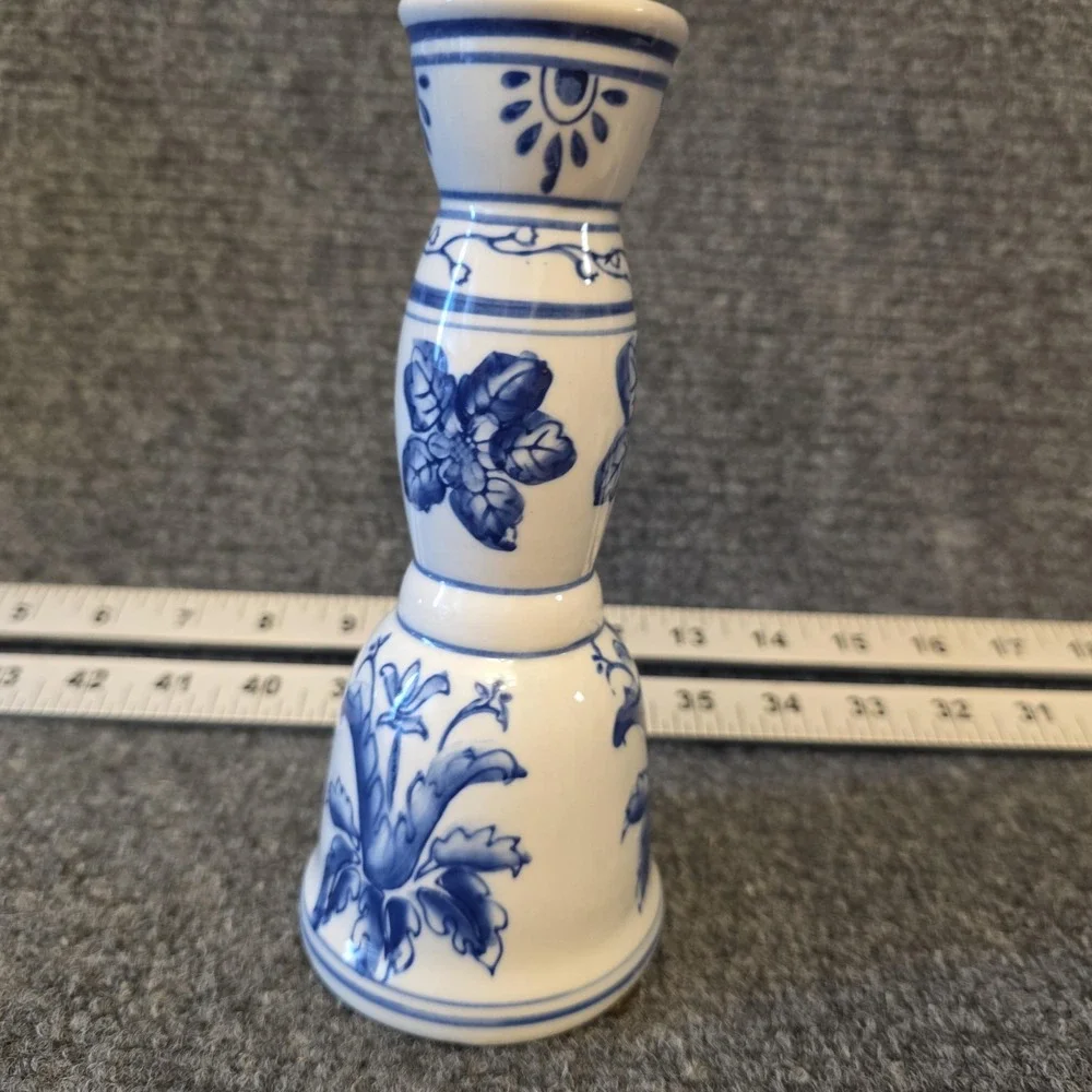 Vintage CBK LTD LLC Blue White Cobalt Ceramic Candlestick Holders Pair Decor‎